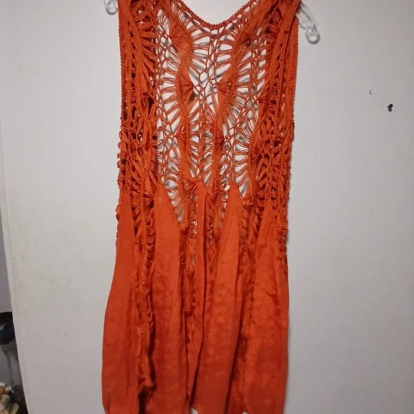 Rust Color  Crochet Swim Cover-Up - Picture 7 of 9
